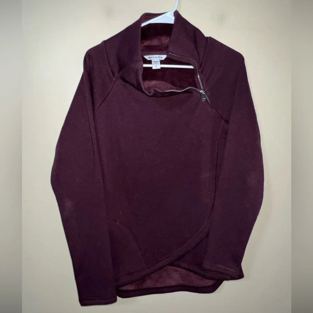 Athleta cozy Karma Asym pullover Small Maroon - Picture 2 of 4